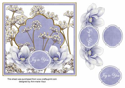 Blue Magnolia Joy to You 7in Time Flower Deco Topper