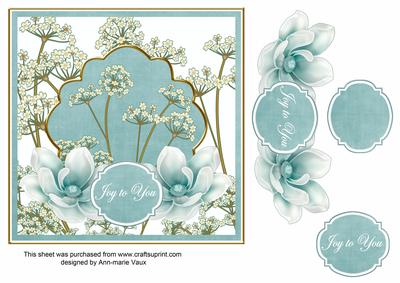 Teal Magnolia Joy to You 7in Time Flower Deco Topper