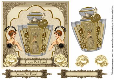 Cream Art Deco Perfume Best Friend 7in Decoupage Topper