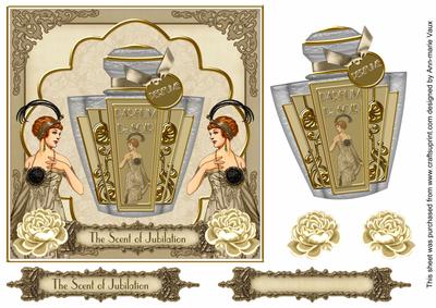 Cream Ad Perfume Scent of Jubilation 7in Decoupage Topper