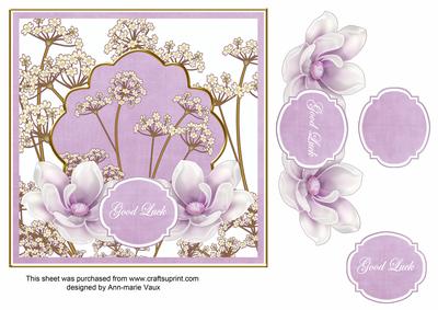 Lilac Magnolia Good Luck 7in Time Flower Deco Topper