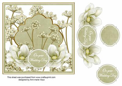 Olive Magnolia Wedding Day 7in Time Flower Deco Topper