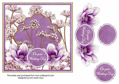 Purple Magnolia Wedding Day 7in Time Flower Deco Topper