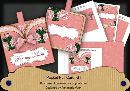 Pink Rose for My Mum Vintage Pocket Pull Card Kit
