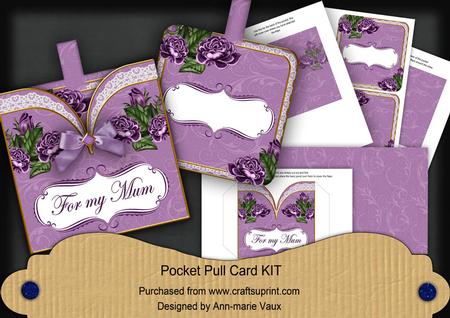 Purple Rose for My Mum Vintage Pocket Pull Card Kit