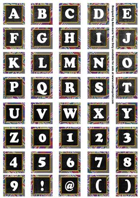 Black Paisley Weave Mix Alphabet Tile Embellishment Sheet
