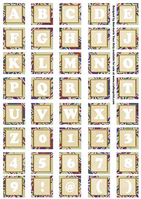 Cream Paisley Weave Mix Alphabet Tile Embellishment Sheet