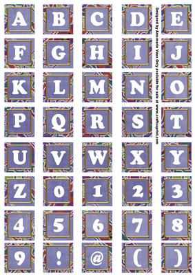 Dblue Paisley Weave Mix Alphabet Tile Embellishment Sheet