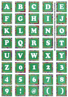 Dgreen Paisley Weave Mix Alphabet Tile Embellishment Sheet
