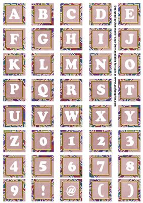 Dpink Paisley Weave Mix Alphabet Tile Embellishment Sheet