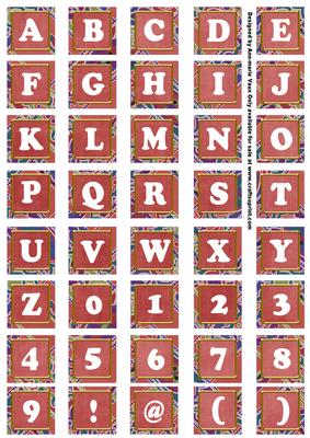 Dred Paisley Weave Mix Alphabet Tile Embellishment Sheet