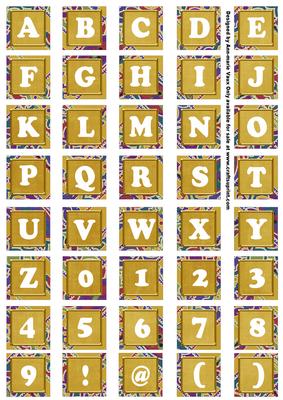 Gold Paisley Weave Mix Alphabet Tile Embellishment Sheet