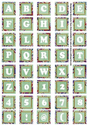 Mgreen Paisley Weave Mix Alphabet Tile Embellishment Sheet