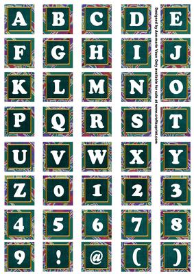 Peacock Paisley Weave Mix Alphabet Tile Embellishment Sheet