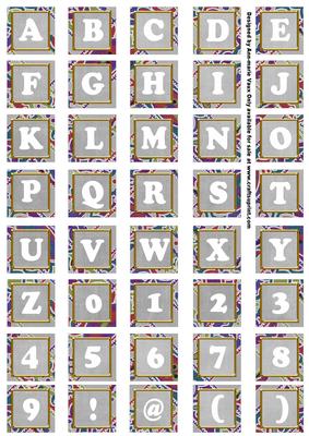 Silver Paisley Weave Mix Alphabet Tile Embellishment Sheet
