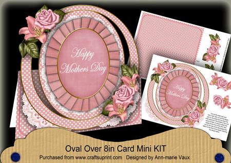 Pink Floral Mothers Day Oval Over 3D Mini Card Kit