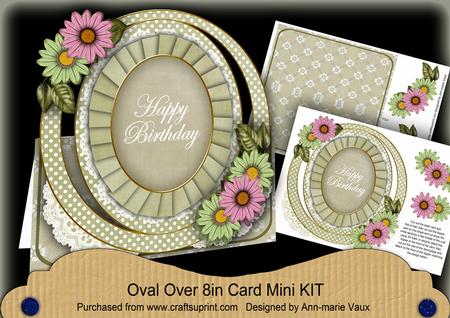 Olive Daisy Happy Birthday Oval Over 3D Mini Card Kit