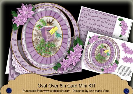 Lilac Christmas Postbox Oval Over 3D Mini Card Kit