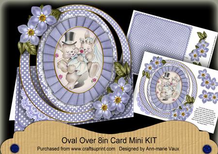 Lovebunnies Blue Oval Over 3D Mini Card Kit