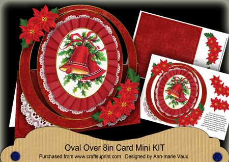 Christmas Bells Red Oval Over 3D Mini Card Kit