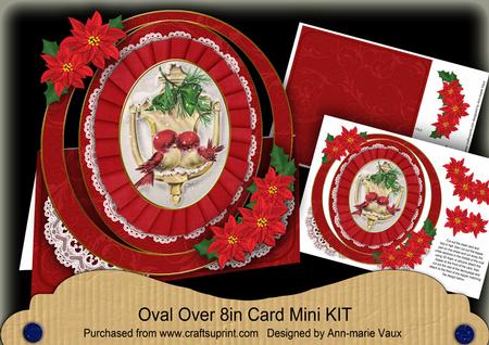 Christmas Lovebirds Oval Over 3D Mini Card Kit