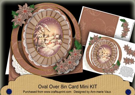 Christmas Snowy Village Oval Over 3D Mini Card Kit