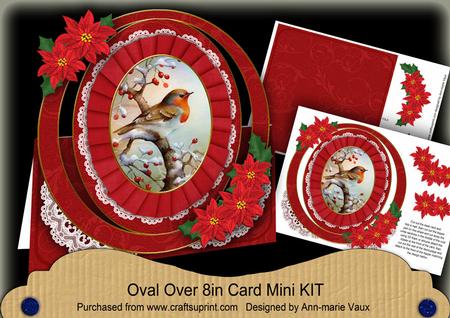 Christmas Red Robin Oval Over 3D Mini Card Kit