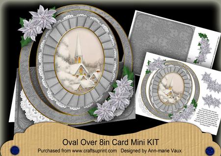 Christmas Ice Church Oval Over 3D Mini Card Kit