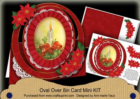 Christmas Red Candle Oval Over 3D Mini Card Kit