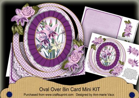 Lilac Gladioli Oval Over 3D Mini Card Kit