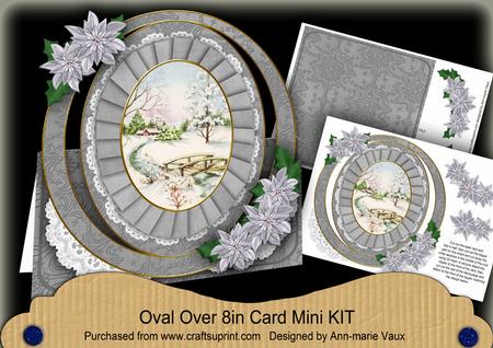 Silver Snowscene Oval Over 3D Mini Card Kit