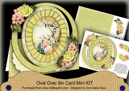Oriental Lovebirds Oval Over 3D Mini Card Kit