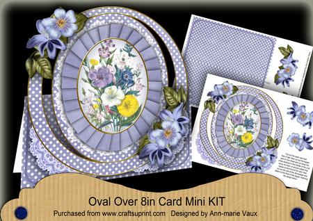 Blue Floral Bouquet Oval Over 3D Mini Card Kit