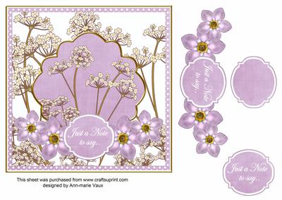 Lilac Fmk Dotty Just a Note 7in Time Flower Deco Topper