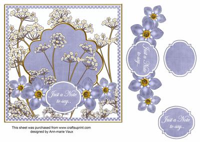 Blue Fmk Dotty Just a Note 7in Time Flower Deco Topper
