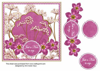 Cerise Fmk Dotty Just a Note 7in Time Flower Deco Topper