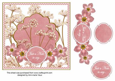 Pink Fmk Dotty Just a Note 7in Time Flower Deco Topper