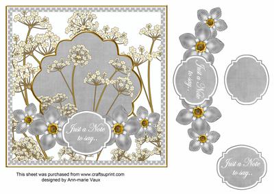 Silver Fmk Dotty Just a Note 7in Time Flower Deco Topper