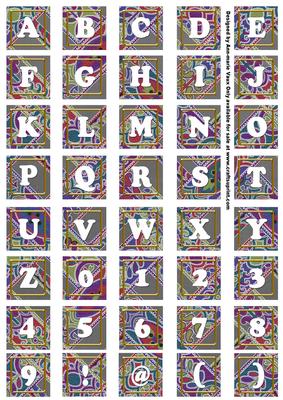 Black Paisley Weave Alphabet Tile Embellishment Sheet