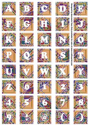 Borange Paisley Weave Alphabet Tile Embellishment Sheet