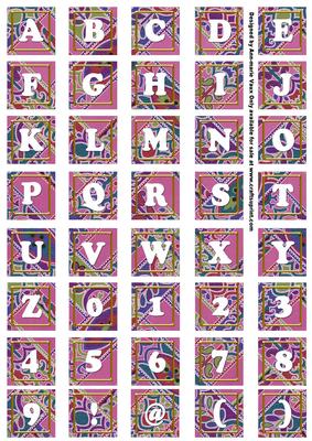 Cerise Paisley Weave Alphabet Tile Embellishment Sheet