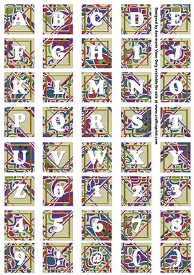 Cream Paisley Weave Alphabet Tile Embellishment Sheet
