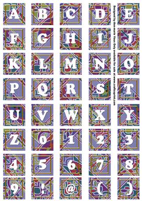 Dblue Paisley Weave Alphabet Tile Embellishment Sheet