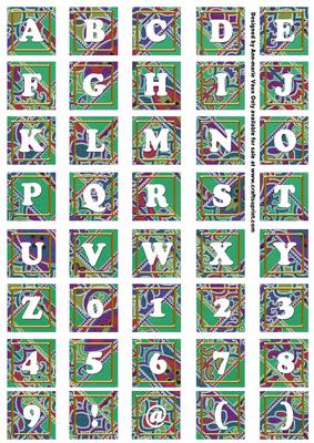 Dgreen Paisley Weave Alphabet Tile Embellishment Sheet