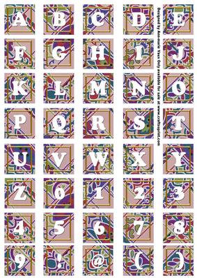 Dpink Paisley Weave Alphabet Tile Embellishment Sheet