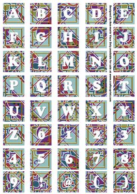 Dteal Paisley Weave Alphabet Tile Embellishment Sheet