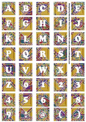 Gold Paisley Weave Alphabet Tile Embellishment Sheet
