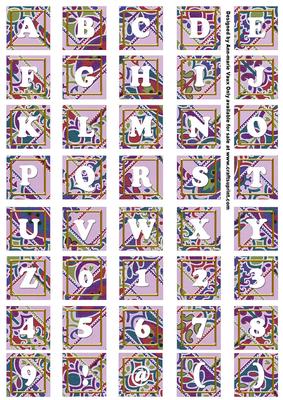 Lilac Paisley Weave Alphabet Tile Embellishment Sheet