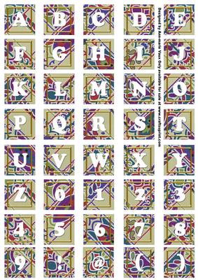 Olive Paisley Weave Alphabet Tile Embellishment Sheet
