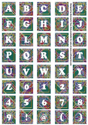 Peacock Paisley Weave Alphabet Tile Embellishment Sheet